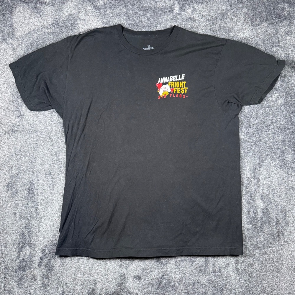 Six Flags Fright Fest Annabelle The Conjuring Universe Black T-Shirt XL Horror